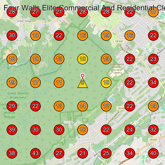 Four Walls Elite Commercial And Residential Cleaning Solutions GeoGrid visibility map for House Cleaning Service in None